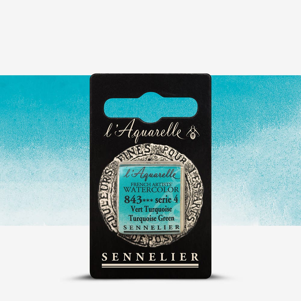 Краска акварельная "Sennelier" полукювета, S4, Бирюзово-зеленый (Turquoise Green), N131541.843
