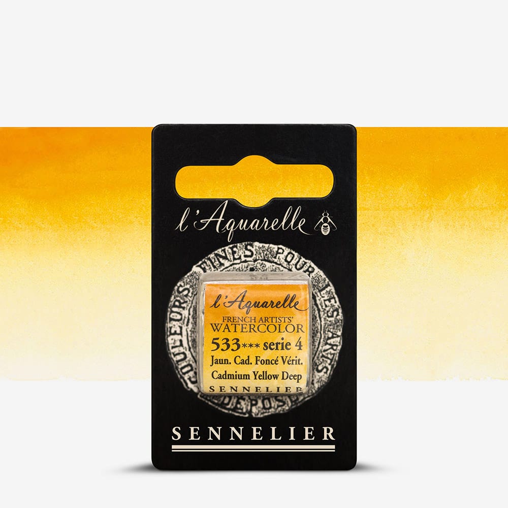 Краска акварельная "Sennelier" полукювета, S4, Кадмий желтый глубокий (Cadmium Yellow Deep), N131541.533