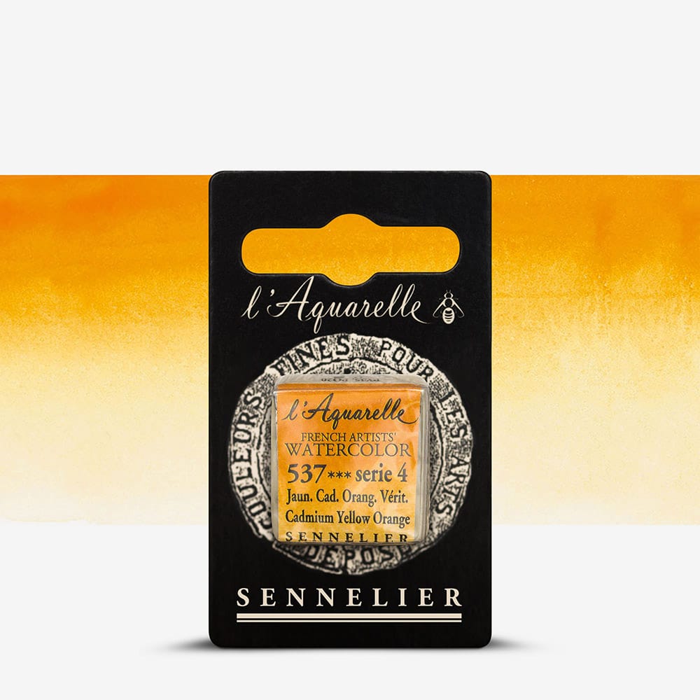 Краска акварельная "Sennelier" полукювета, S4, Кадмий желто-оранжевый (Cadmium Yellow Orange), N131541.537