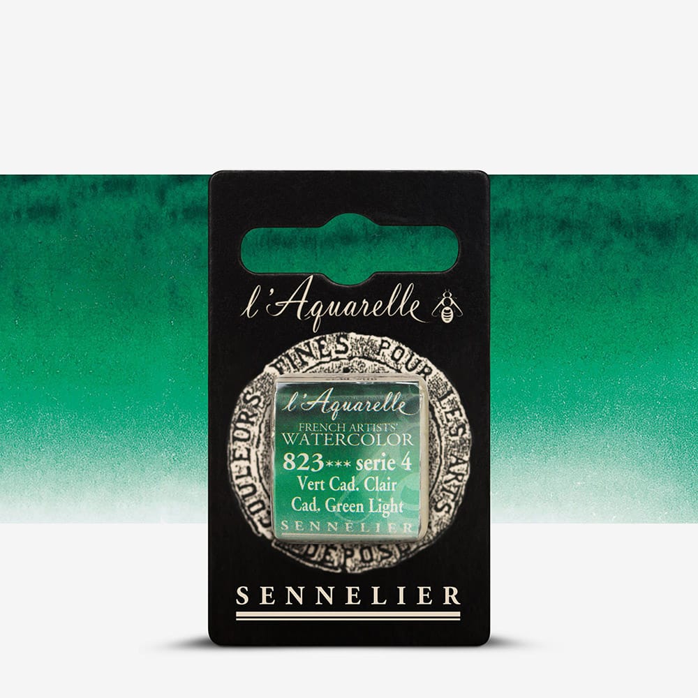 Краска акварельная "Sennelier" полукювета, S4, Кадмий зеленый светлый (Cadmium Green Light), N131541.823