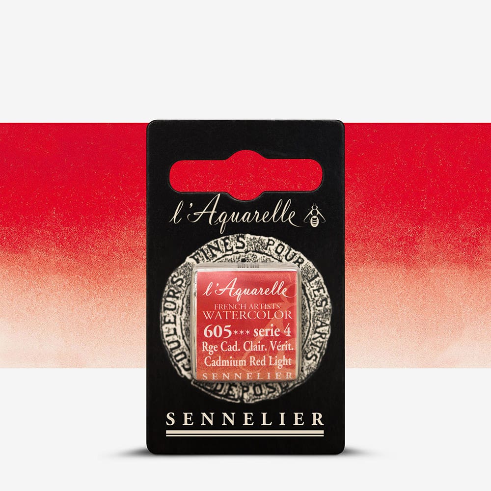 Краска акварельная "Sennelier" полукювета, S4, Кадмий красный светлый (Cadmium Red Light), N131541.605