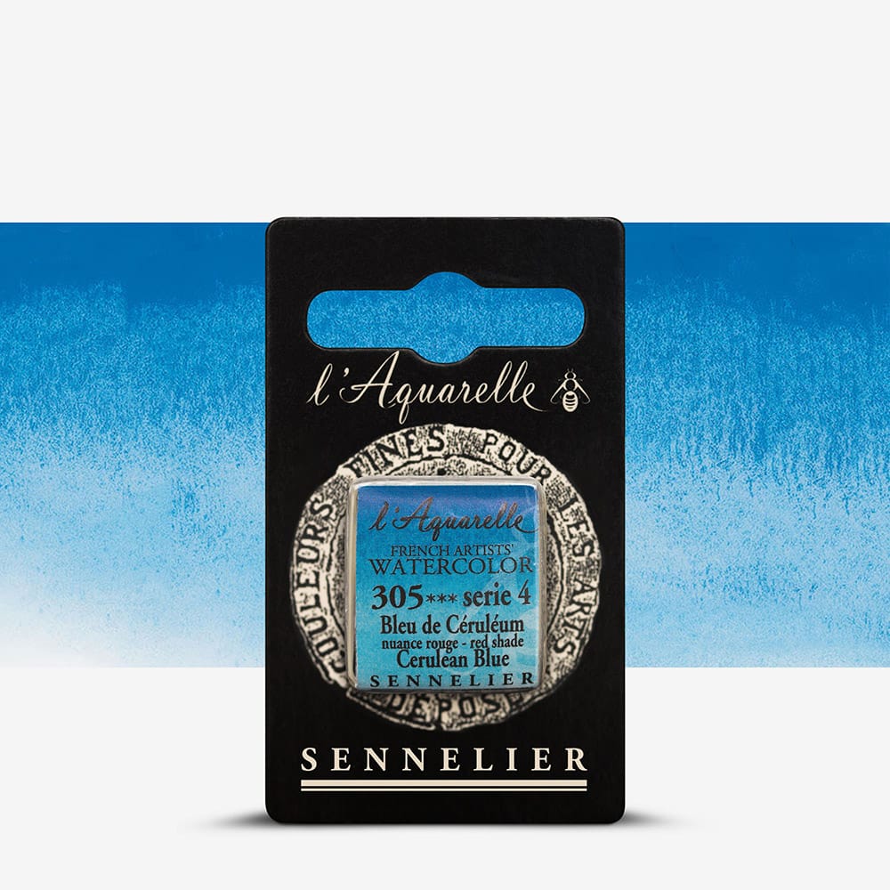 Краска акварельная "Sennelier" полукювета, S4, Церулиум голубой с красным тоном (Cerulean Blue Red Shade), N131541.305