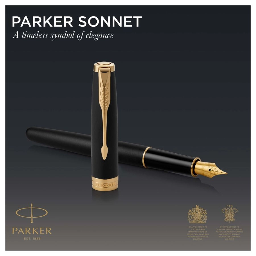 Ручка перо Sonnet 17 Matte Black Lacquer  позол. перо. Parker 84 811 7