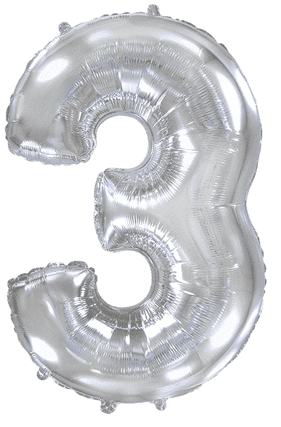 Кулька Ф ЦИФРА 3 Срібляста Slim 40", 3207-3699