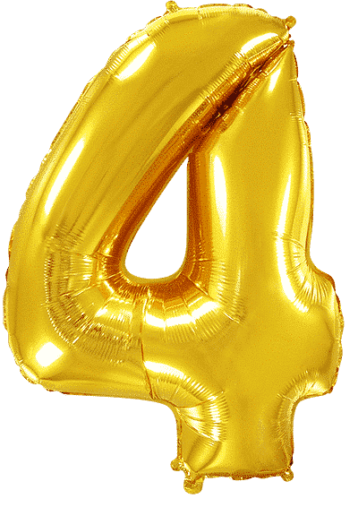 Кулька Ф ЦИФРА 4 Золотиста Slim 40", 3207-3690