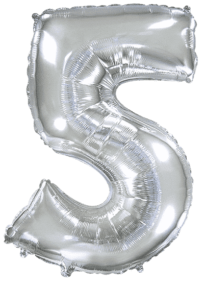 Кулька Ф ЦИФРА 5 Срібляста Slim 40", 3207-3701