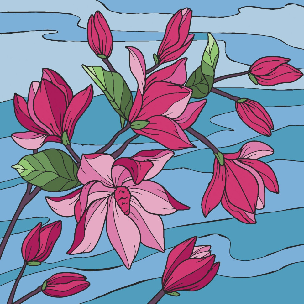 Набор для росписи по номерам 30*30 см "Магнолия", 13045-AC