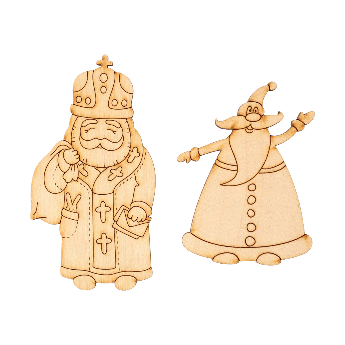 Заготовка деревянная Елочная игрушка Санта (большой), в ассортименте