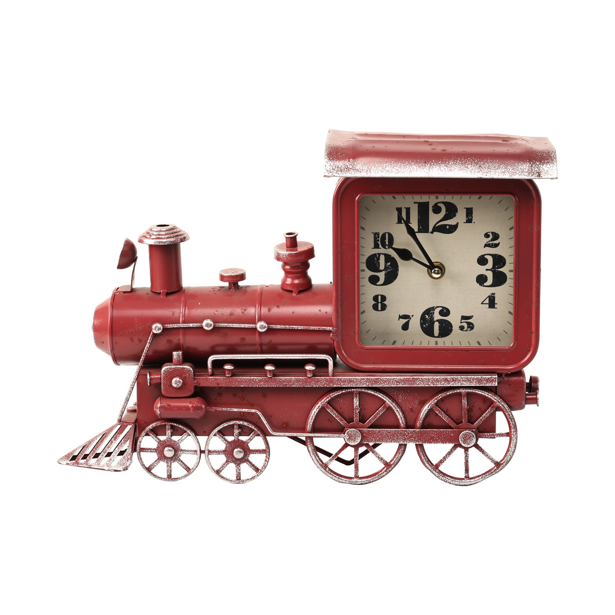 Часы настольные металлические Паровоз "Jesko" d=26 см, аналог, красный, 2012421