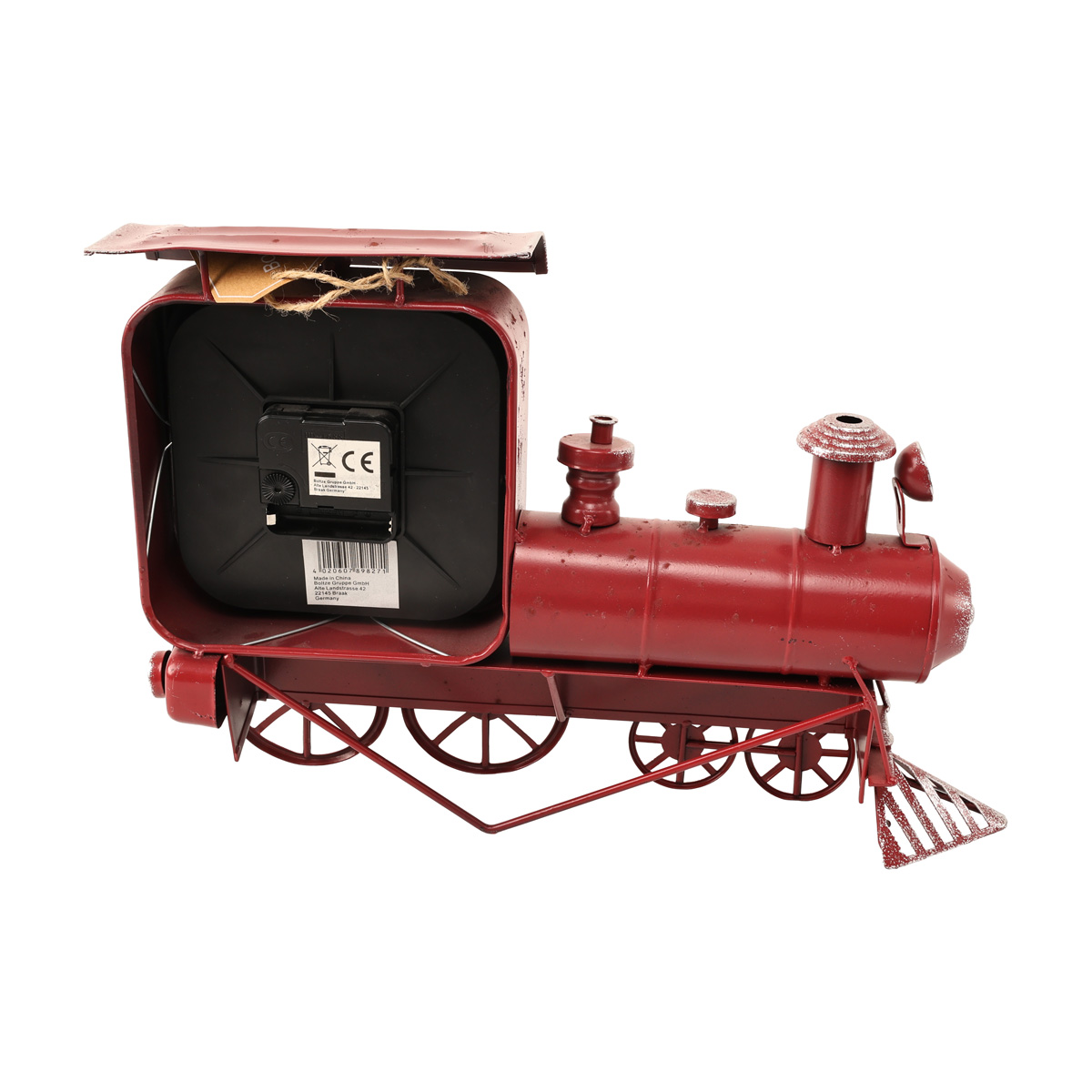 Часы настольные металлические Паровоз "Jesko" d=26 см, аналог, красный, 2012421 5