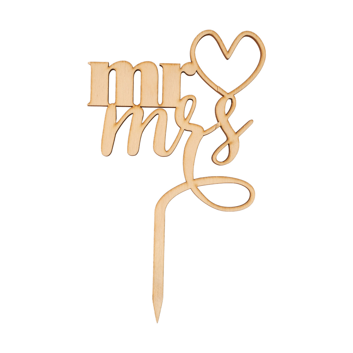 Заготовка деревянная Верхушка для торта "Mr@Mrs" 130*214*4 мм, ВТ14