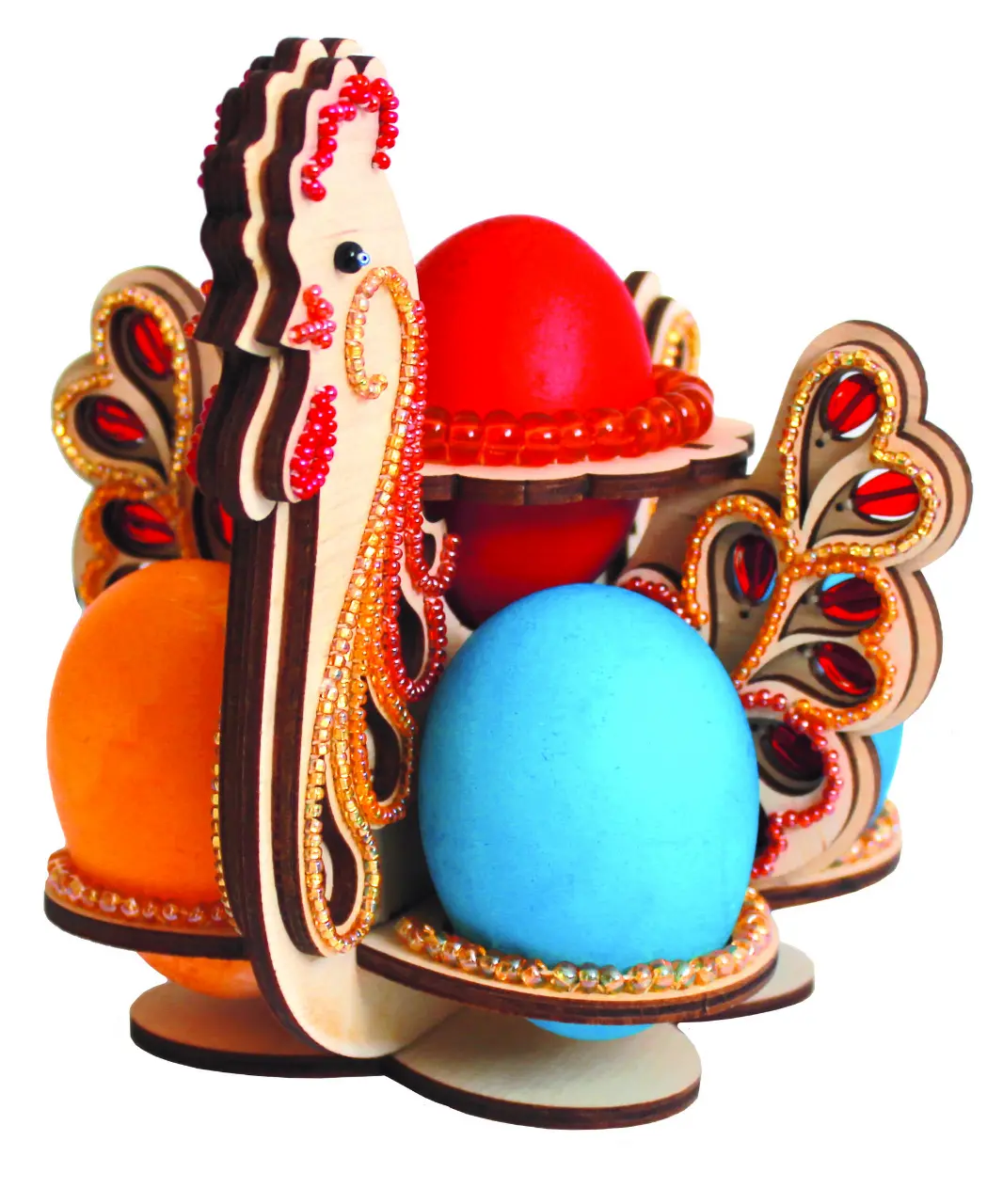 Набір-Конструктор "Велика великодня курка "в червоних тонах (14*15,8*14,5 см) фанера, 063-F