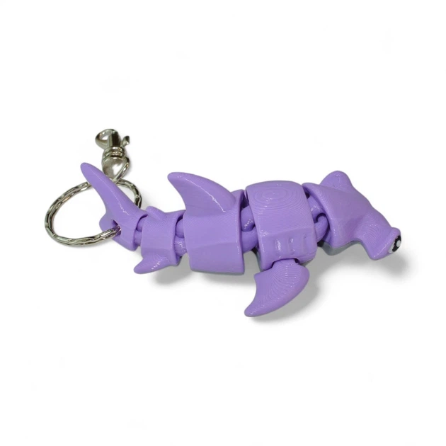 Кинематический 3D брелок Рыба молот фиолетовая 1
