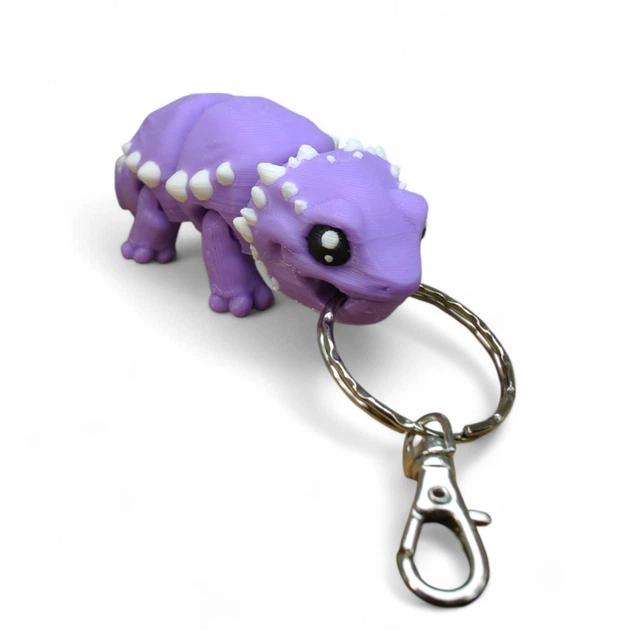 Кинематический 3D брелок Ящерица желтая с серым 3