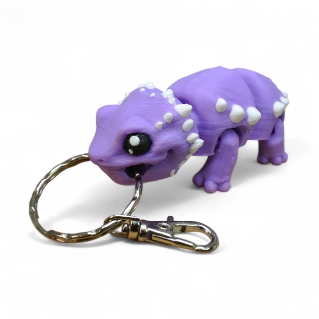 Кинематический 3D брелок Ящерица желтая с серым 1