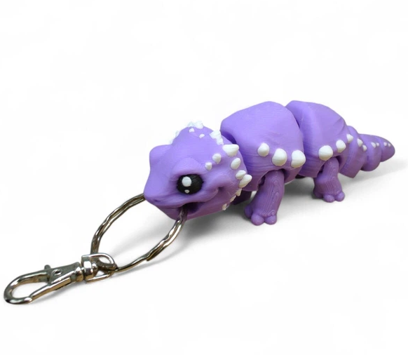 Кинематический 3D брелок Ящерица желтая с серым