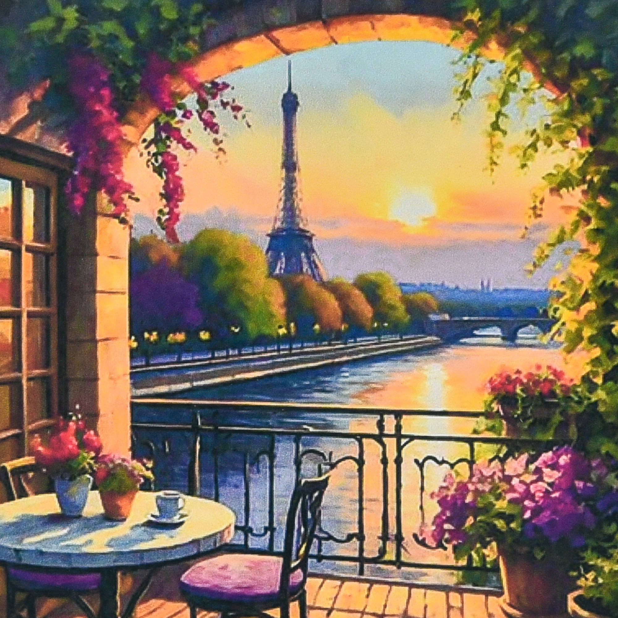 Набір з алмазною мозаїкою "Балкон з видом на Париж" 30*30 см, HEE16341, ТМ "Strateg"