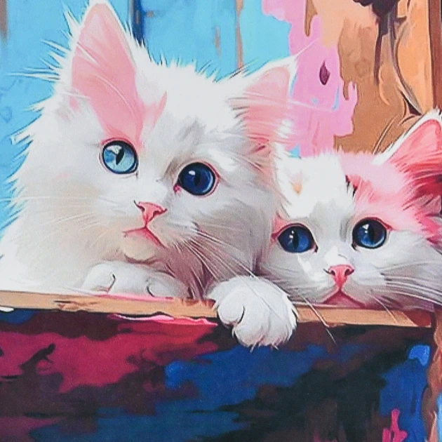 Набір з алмазною мозаїкою "Сім’я біленьких котиків" 30*30 см, HEE16305, ТМ "Strateg"