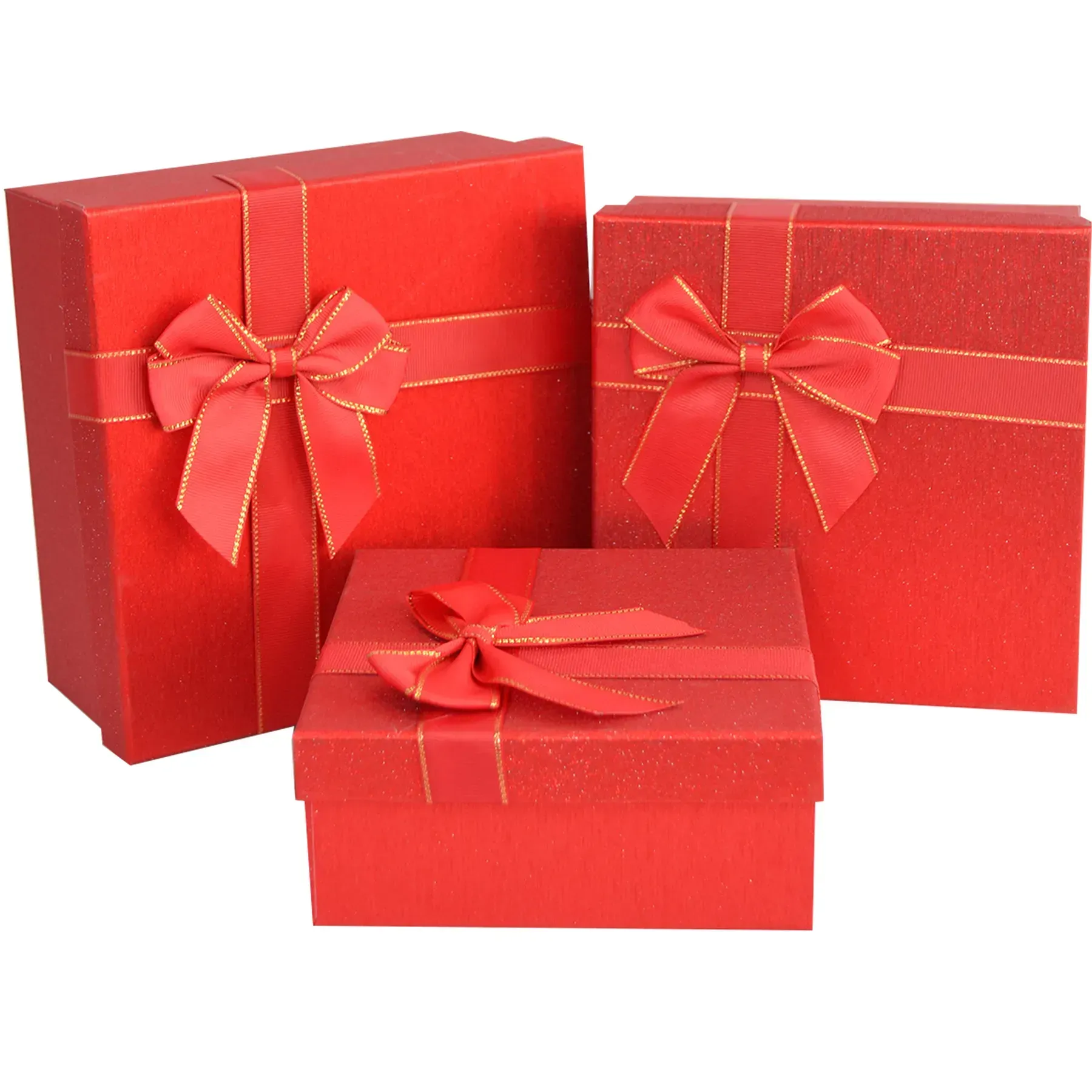 Подарункова коробка квадратна, "Червона з бантом", 17,5*17,5*8 см, 410347902