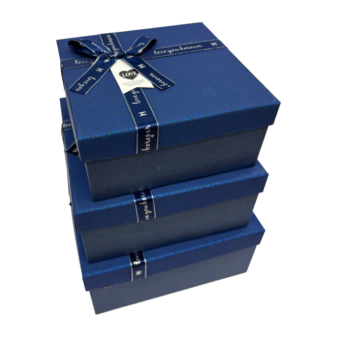 Подарункова коробка квадратна, синя з бантом, 15,5*15,5*6,5 см, 4203245121 2