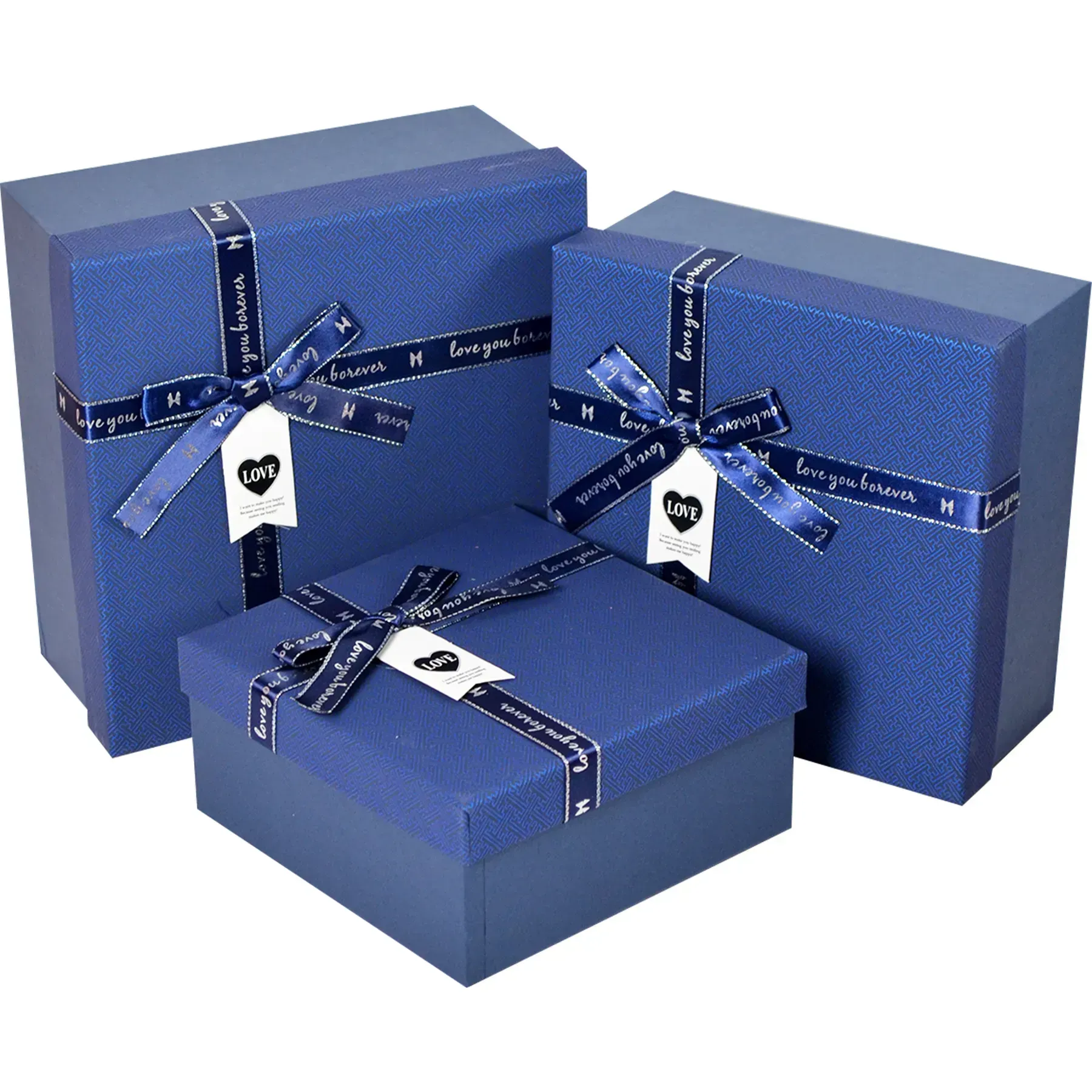 Подарункова коробка квадратна, синя з бантом, 19,5*19,5*9,5 см, 4203245123