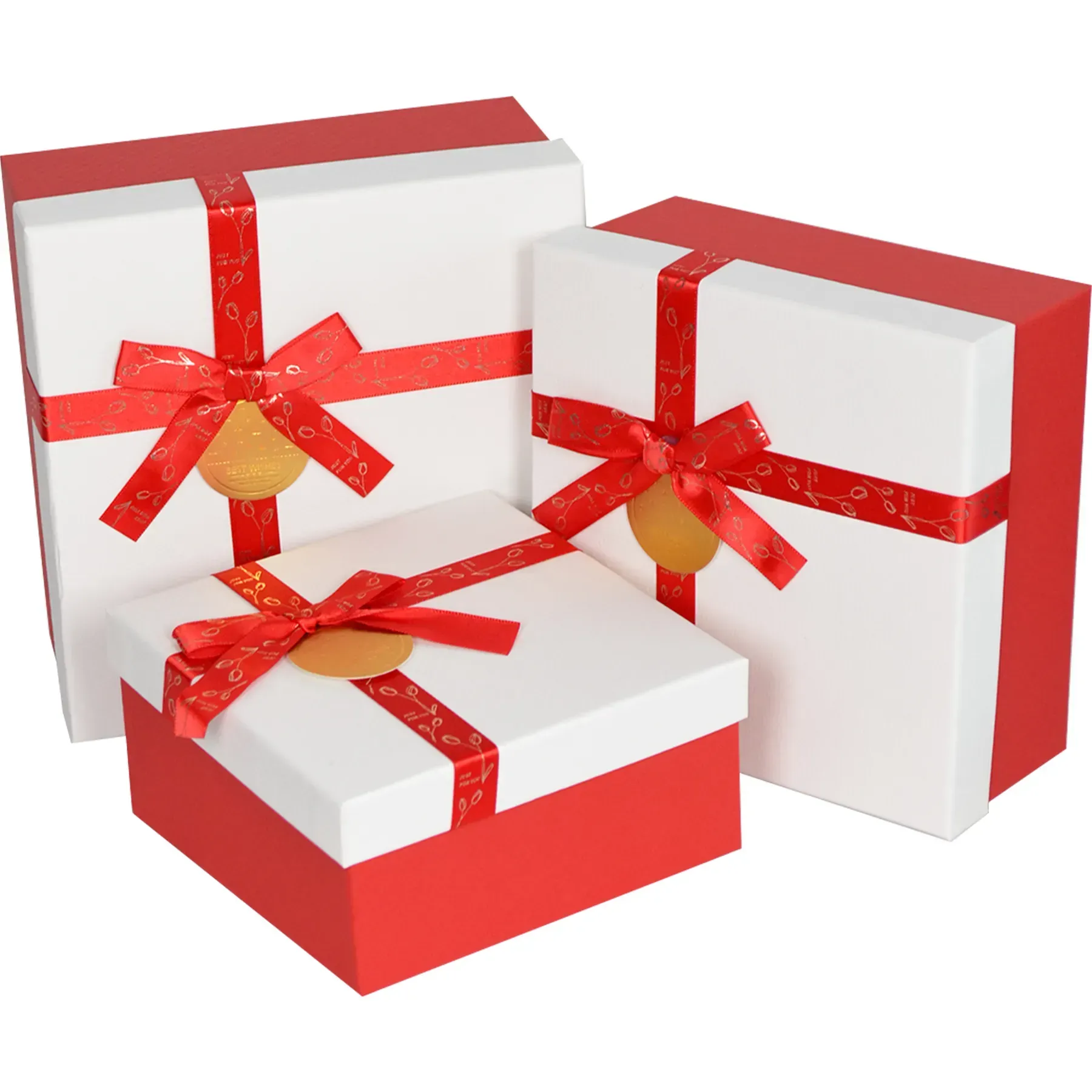 Подарункова коробка квадратна, червоно-біла "Best wishes", 15,5*15,5*6,5 см, 4603229731