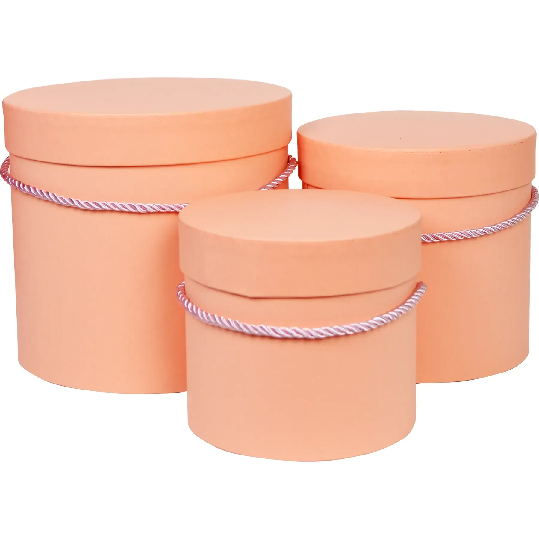 Подарункова коробка кругла, персикова зі шнурком, 15*15*14,5 см, 210340592