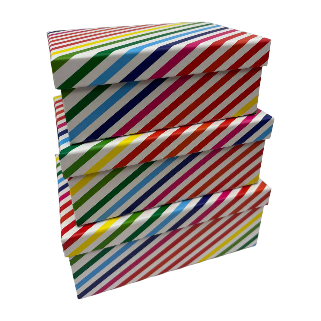 Подарункова коробка прямокутна, "Різнокольорова смужка", 19*13*7,5 см, 1110287501 2