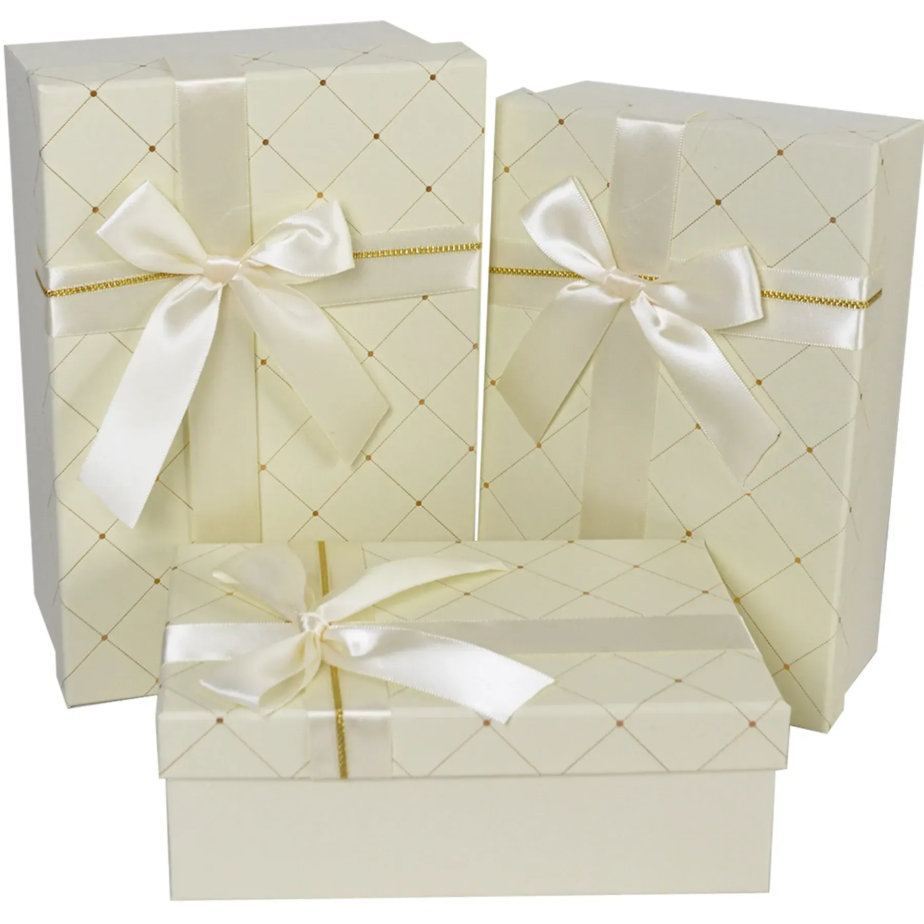 Подарункова коробка прямокутна, біла з бантом, 23*16*9,5 см, 1103448633