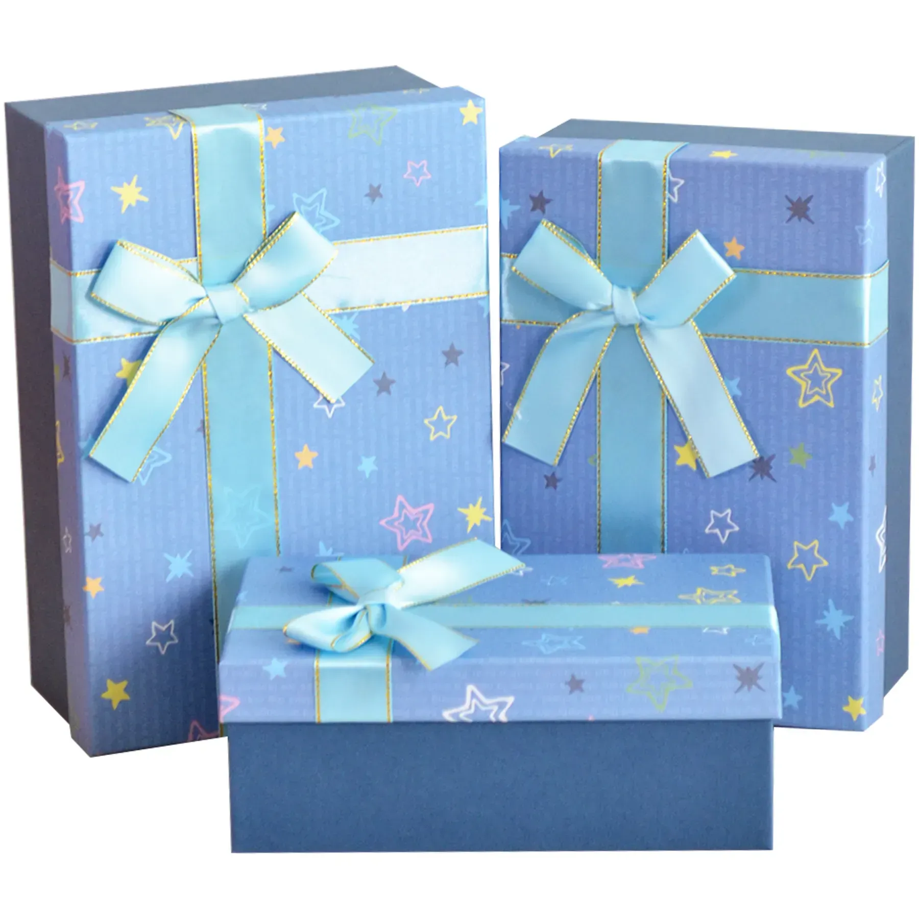 Подарункова коробка прямокутна, блакитна "Зірочки", 19*12*6,5 см, 1503260811