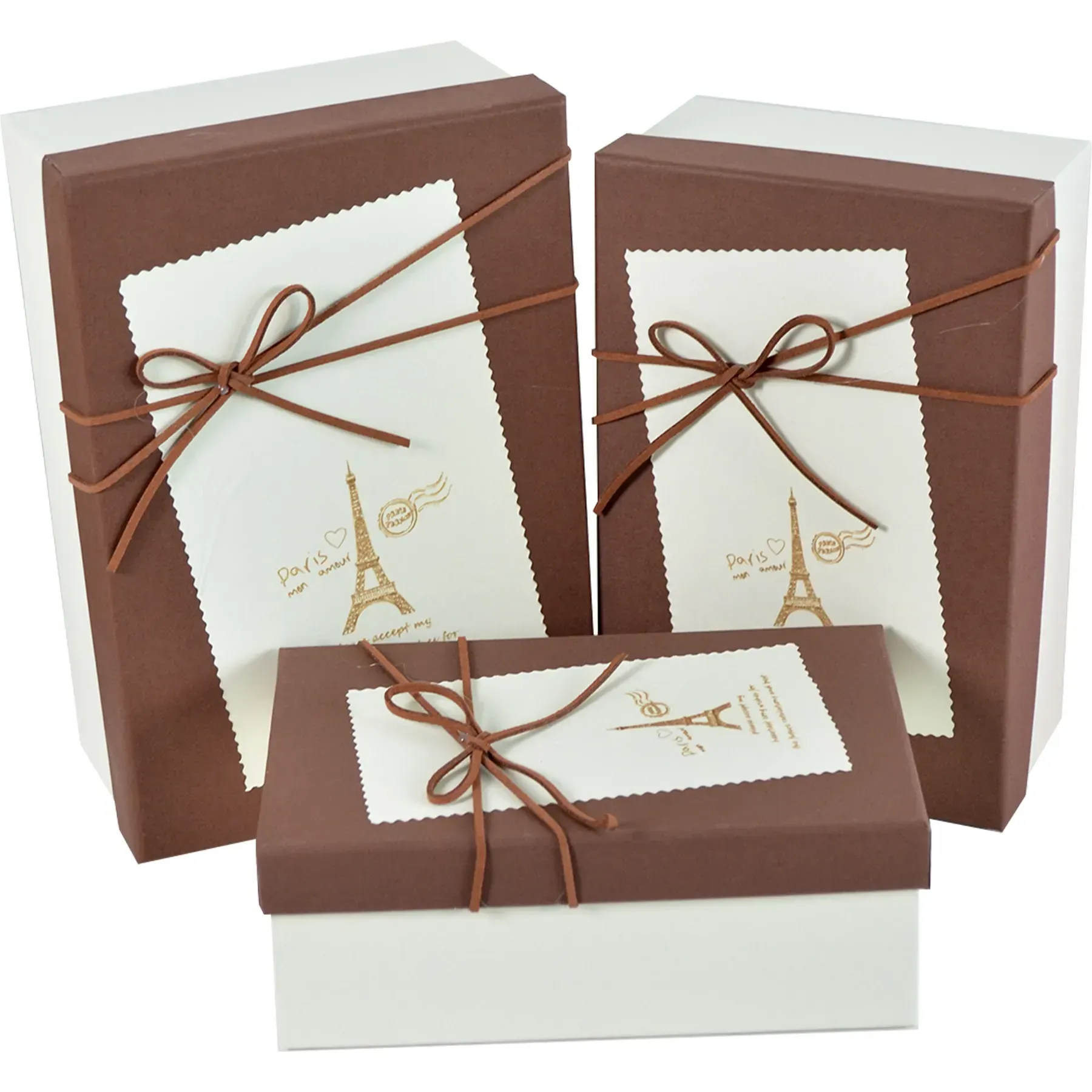 Подарункова коробка прямокутна, коричнево-біла "Paris", 23*16*9,5 см, 1103461543