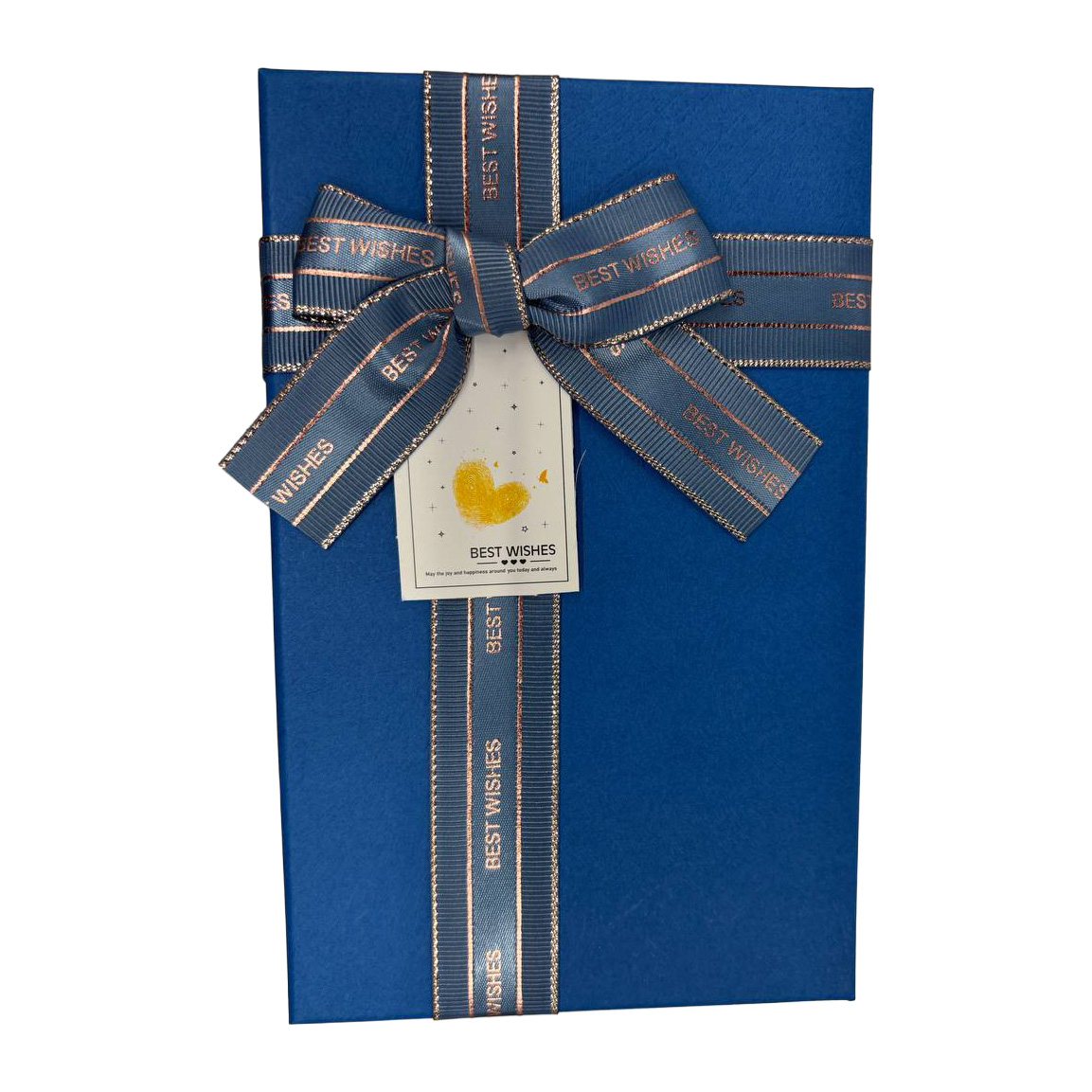 Подарункова коробка прямокутна, синя з бантом, 21*14*8 см, 1103463922 1