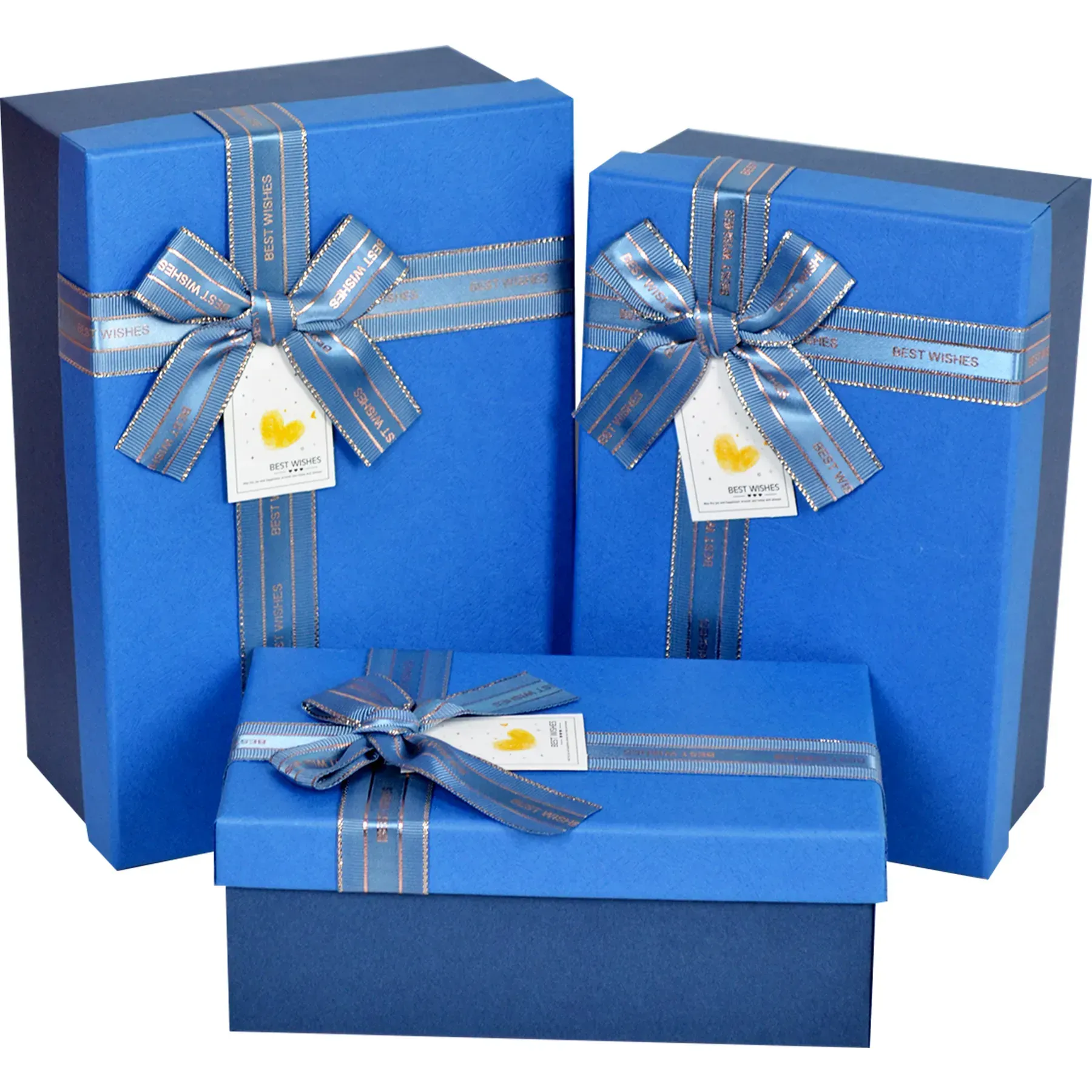 Подарункова коробка прямокутна, синя з бантом, 23*16*9,5 см, 1103463923