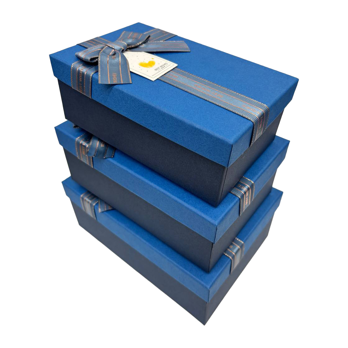 Подарункова коробка прямокутна, синя з бантом, 23*16*9,5 см, 1103463923 2