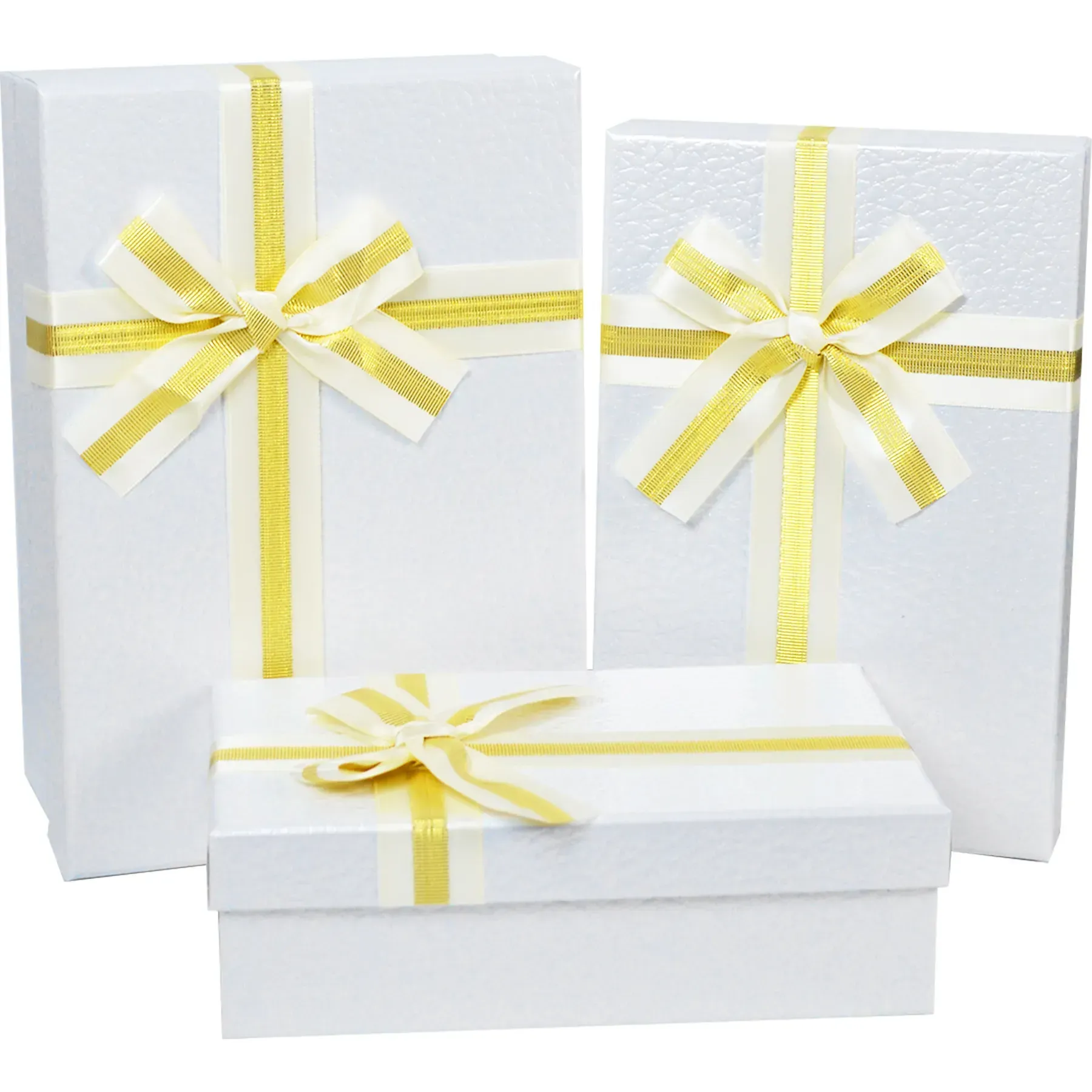 Подарункова коробка прямокутна, фактурна біла з бантом, 21*14*8 см, 1103445532