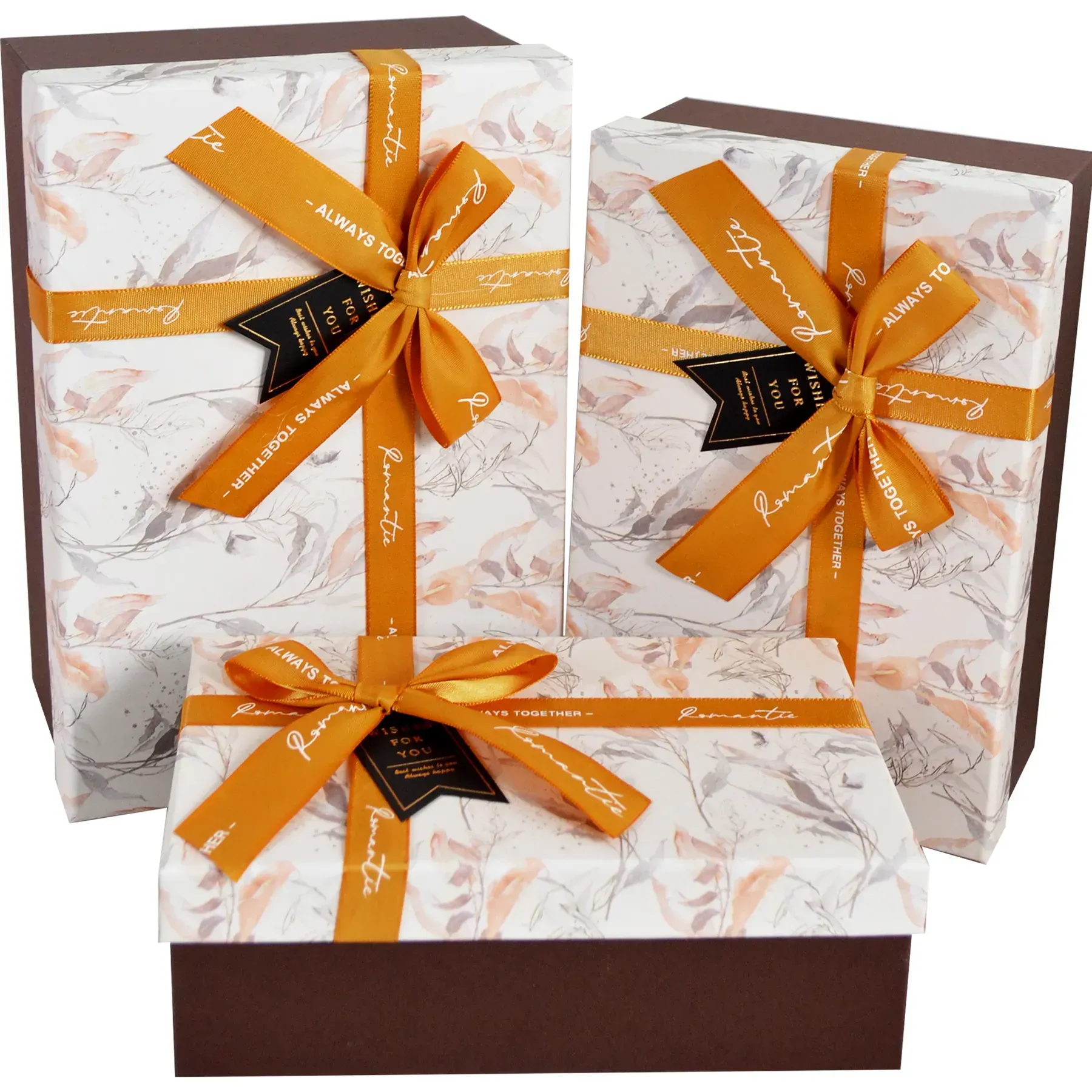 Подарункова коробка прямокутна, чорно-коричнева з бантом, 21*14*8 см, 1103442412