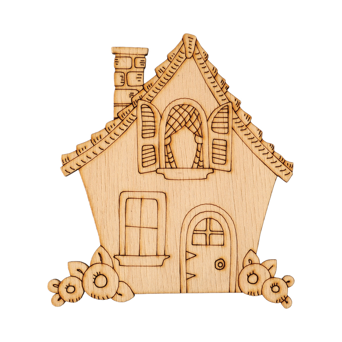 Заготівка дерев’яна "Будиночок з віконницями", R018