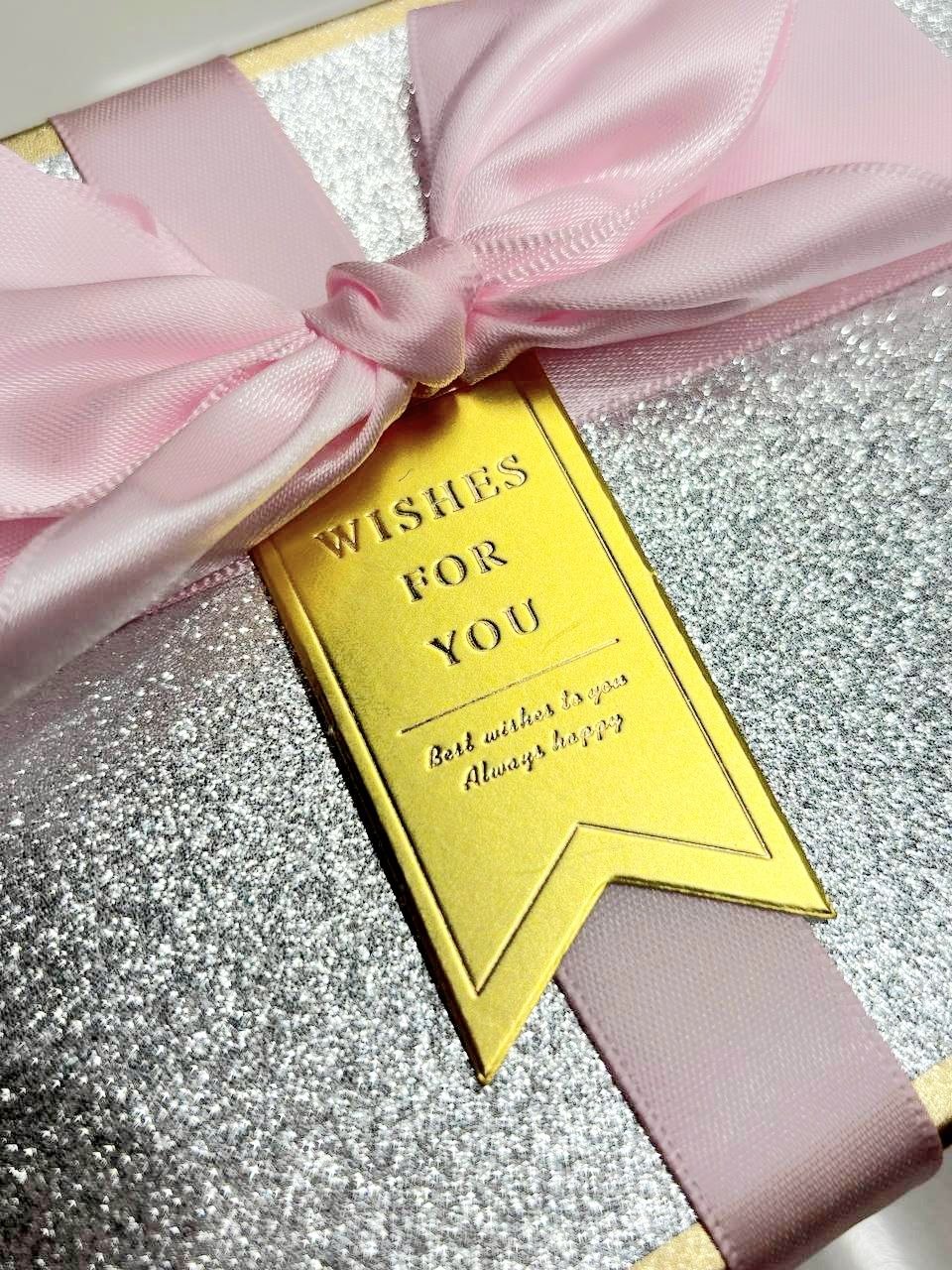 Подарункова коробка прямокутна, "Срібний глітер" з бантом, 19*12*6,5 см, 1103402811 2