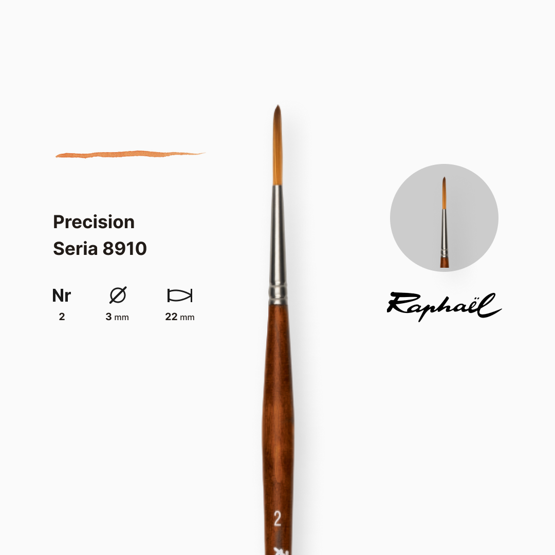 Лайнер синтетичний "Raphael" Precision, №2, для акрилу та олії, довга ручка, 8910.2 1
