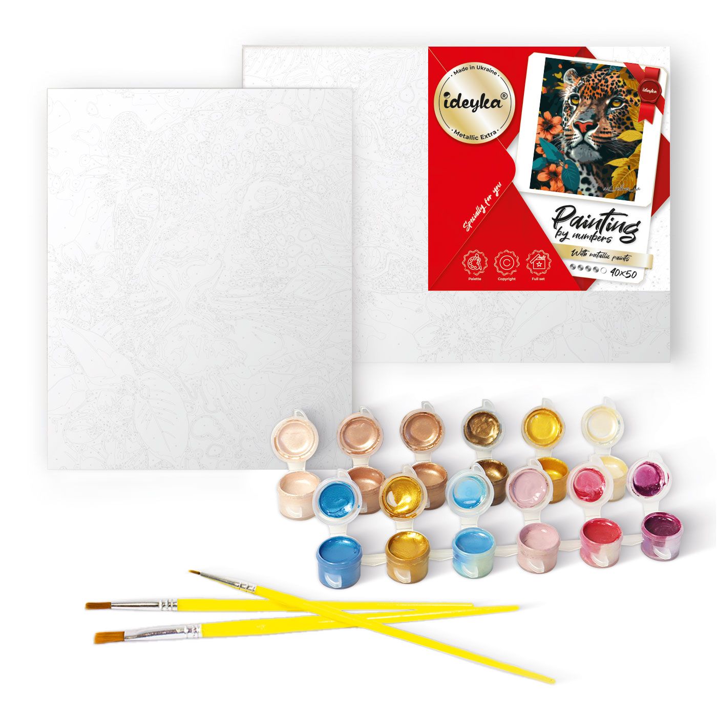 Набір для розпису по номерах  40*50 см "Монстр з фарбами металік extra", KHO5223 ТМ "Ідейка" 1