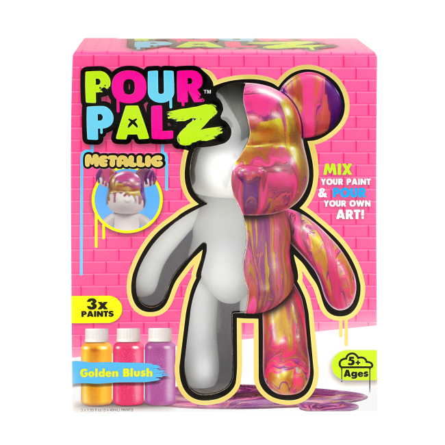 Набір для творчості Pour Palz Флюїд Арт - Ведмедик "Золото світанку" S3 Metallic, GS-G25020