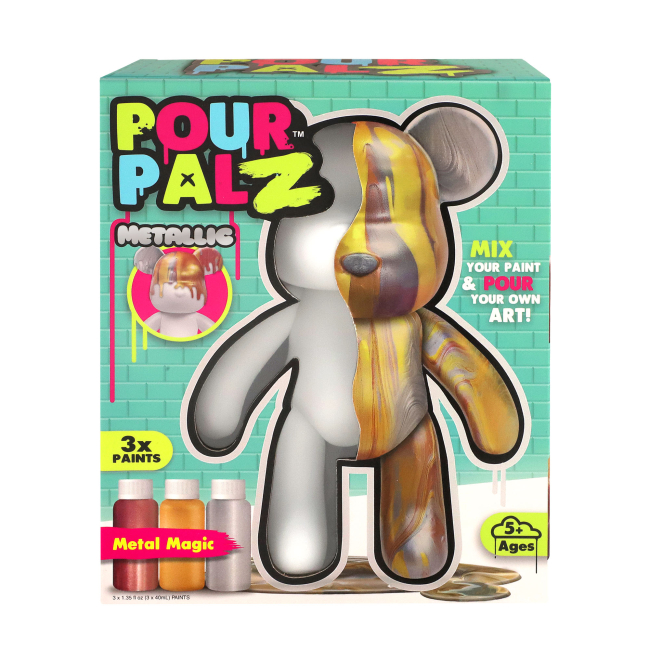 Набор для творчества Pour Palz Флюид Арт - Мишка "Магия металлика" S3 Metallic, GS-G25021