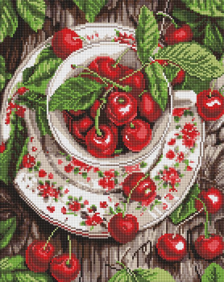 Набір з алмазною мозаїкою "Свіжість вишні" 40*50 см, AMO20091 ТМ "Ідейка"