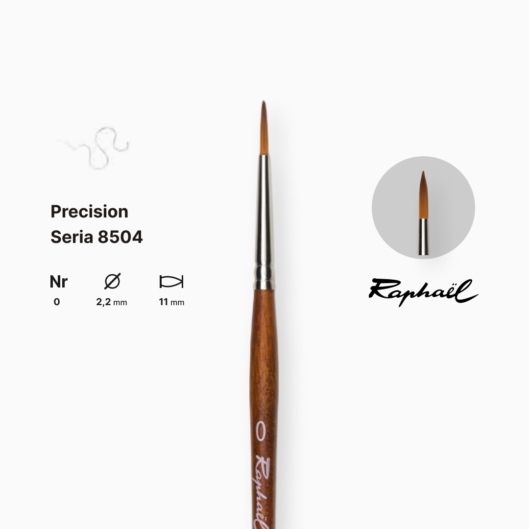 Пензель синтетика кругла (імітація соболя) "Raphael" Precision, №0, коротка ручка, 8504.0 1