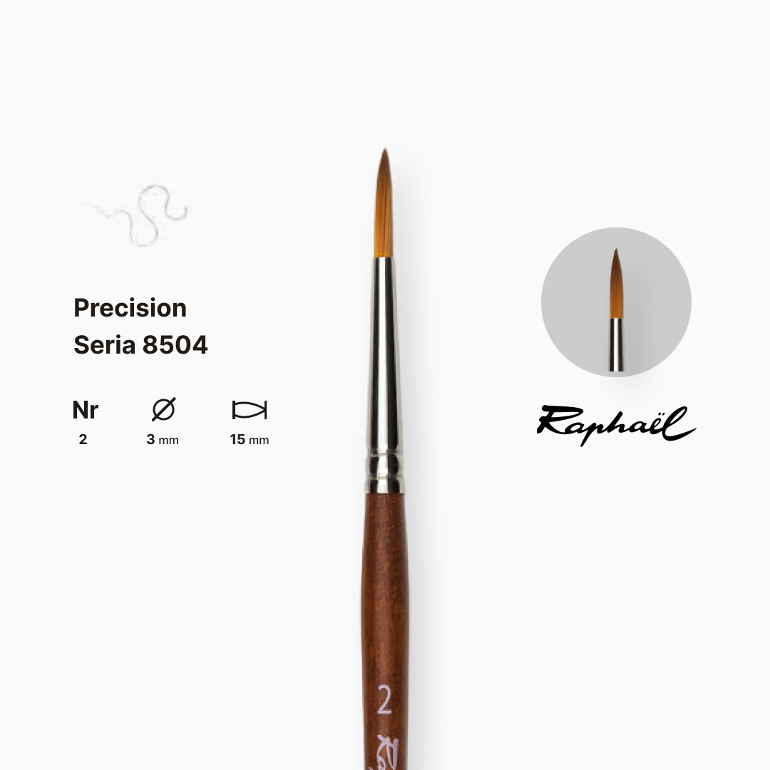 Пензель синтетика кругла (імітація соболя) "Raphael" Precision, №2, коротка ручка, 8504.2 1