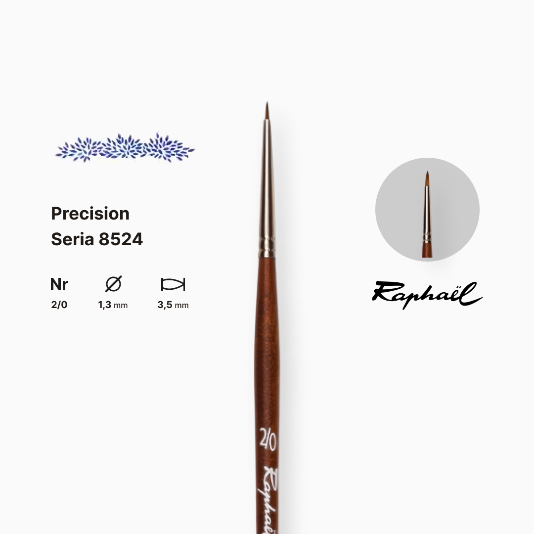 Пензель синтетика кругла (імітація соболя) "Raphael" Precision, №2/0, для ретуши, коротка ручка, 8524.2/0 1