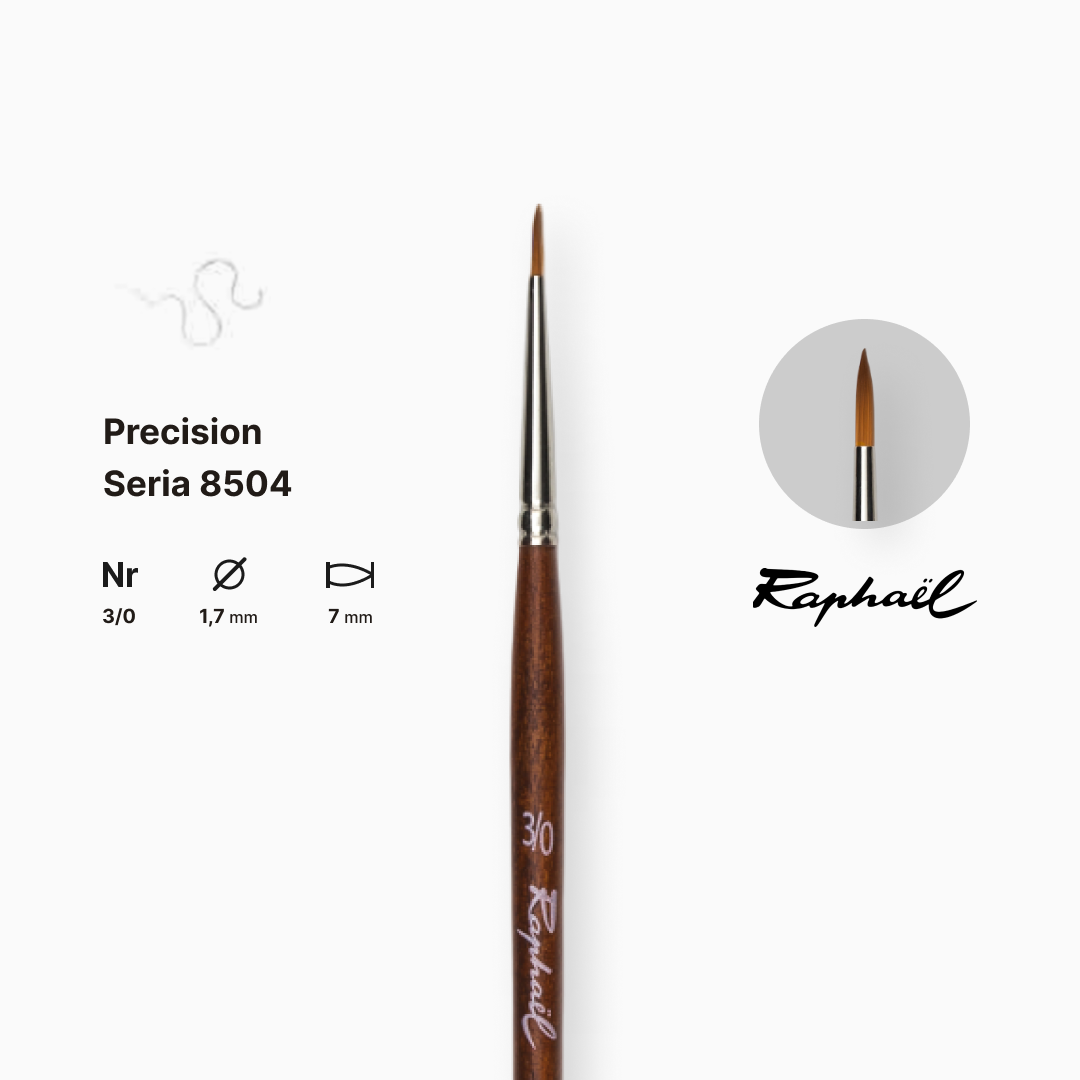 Пензель синтетика кругла (імітація соболя) "Raphael" Precision, №3/0, коротка ручка, 8504.3/0 1