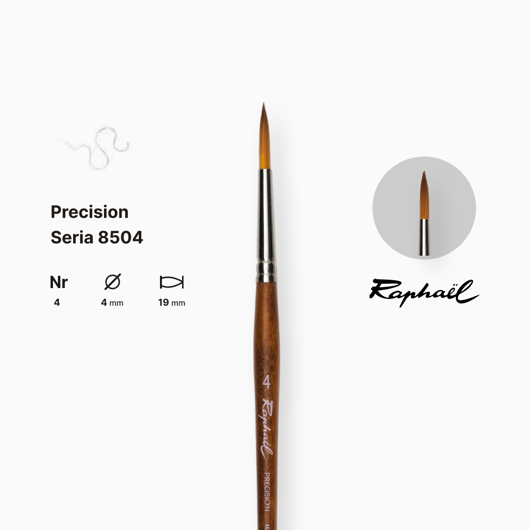 Пензель синтетика кругла (імітація соболя) "Raphael" Precision, №4, коротка ручка, 8504.4 1