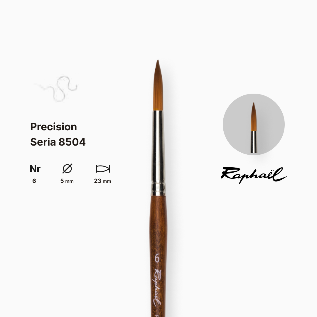 Пензель синтетика кругла (імітація соболя) "Raphael" Precision, №6, коротка ручка, 8504.6 1
