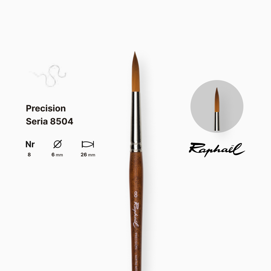 Пензель синтетика кругла (імітація соболя) "Raphael" Precision, №8, коротка ручка, 8504.8 1